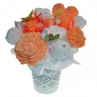 Mydlová Kytica - oranžovo - biela