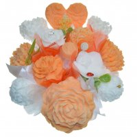 Mydlová Kytica - oranžovo - biela