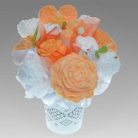 Mydlová Kytica - oranžovo - biela