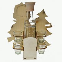 Drevená súprava fľaša so štamperlíkmi - Poľovník