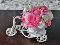 Mydlová kytica bicykel - ružovo - biela