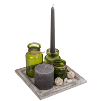 Drevený dekoratívny tanier bielo-prírodný so svietnikmi