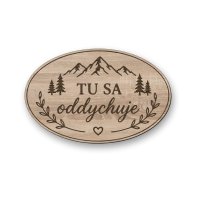 Drevená tabuľka na chatu - Tu sa oddychuje - oválna dekorácia