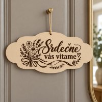 Drevená tabuľka na zavesenie – Srdečne vás vítame