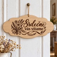 Drevená tabuľka na zavesenie – Srdečne vás vítame
