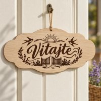 Drevená tabuľka na zavesenie – Vitajte