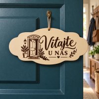 Drevená tabuľka na zavesenie – Vitajte u nás