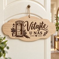 Drevená tabuľka na zavesenie – Vitajte u nás