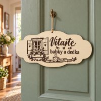 Drevená tabuľka – Vitajte u babky a dedka
