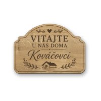 Drevená personalizovaná tabuľka - Vitajte u nás doma