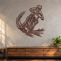 Drevený obraz na stenu – Motokros v zákrute