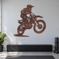 Drevený obraz na stenu – Motokrosový jazdec zboku