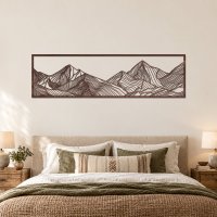 Drevený obraz na stenu – Panoráma hôr v rámiku