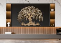 Drevený obraz Strom života - Elegantná vŕba na stenu