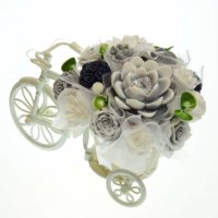 Mydlová Kytica bicykel - sivo biela