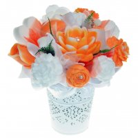 Mydlová Kytica - oranžovo - biela