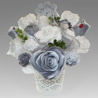 Mydlová Kytica - sivo - biela