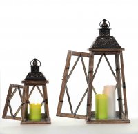 Drevený lampáš MSL2092 - 36 cm