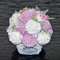 Mydlová kytica - Ružová, biela