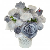 Mydlová Kytica - sivo - biela