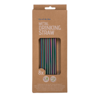 Kovové slamky 8 ks + kefka