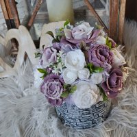 Mydlová kytica v keramickom kvetináči - Fialová