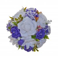 Mydlová kytica - Fialová  v okrúhlom kvetináči