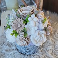 Mydlová kytica v keramickom kvetináči - Svetlo hnedá