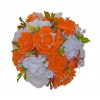 Mydlová kytica - Oranžová v okrúhlom kvetináči