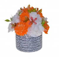 Mydlová kytica - Oranžová v okrúhlom kvetináči