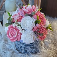 Mydlová kytica v keramickom kvetináči - Svetlo ružová