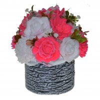 Mydlová kytica - Ružová v okrúhlom kvetináči