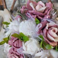 Mydlová kytica v keramickom kvetináči - Tmavo ružová