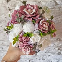 Mydlová kytica v keramickom kvetináči - Tmavo ružová