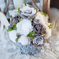 Mydlová kytica v keramickom kvetináči - Tmavo hnedá