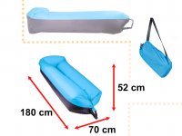 Samonafukovacie lehátko Lazy Bag - čierno - modré 185 x 70 cm