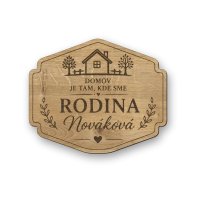 Personalizovaná drevená tabuľka - Domov je tam kde sme rodina