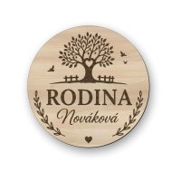 Personalizovaná drevená kruhová tabuľka - Rodina s priezviskom