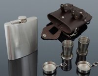 Ploskačka nerezová XXL 540 ml + štamperlíky