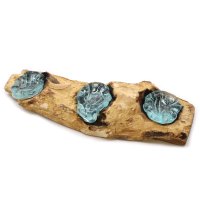 Roztavené sklo na dreve - Plochý trojitý svietnik