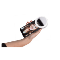 Selfie LED svetelný krúžok s 3 intenzitami - čierny