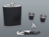 Súprava NIGHT ploskačka 240 ml s otvárakom a štamperlíkmi