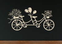 Drevený svadobný obraz – Zamilovaný bicykel s kvetmi