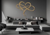 Drevený svadobný obraz – Jemné prepletené srdcia