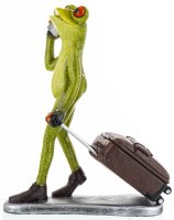 Keramická žabka cestovateľ – s kufrom a mobilom