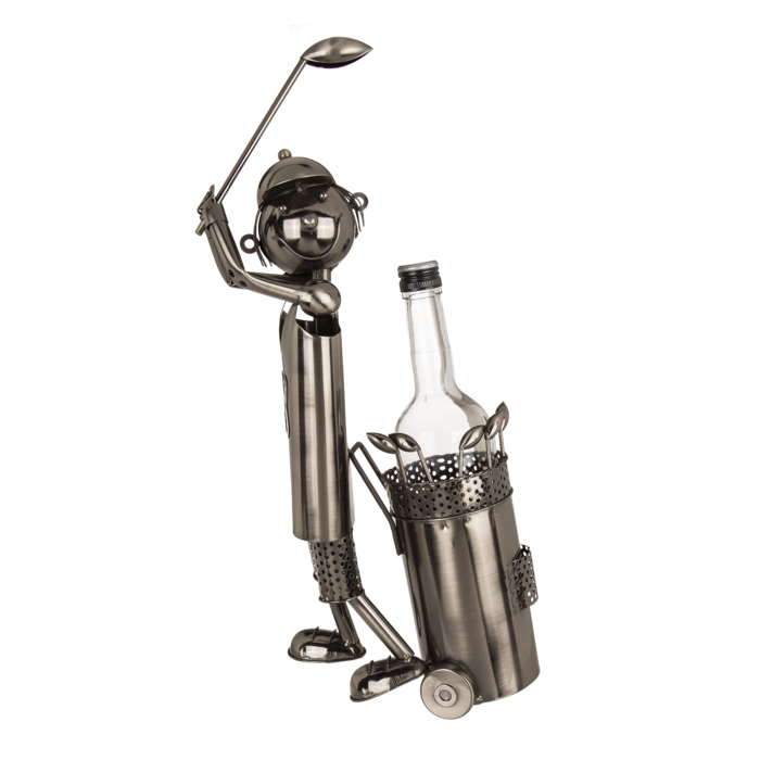 Kovový držiak na fľaše „Golfista“