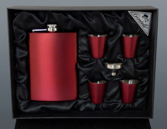 Súprava BURGUNDY ploskačka 240 ml + 4 ks štamperlíkov 35 ml