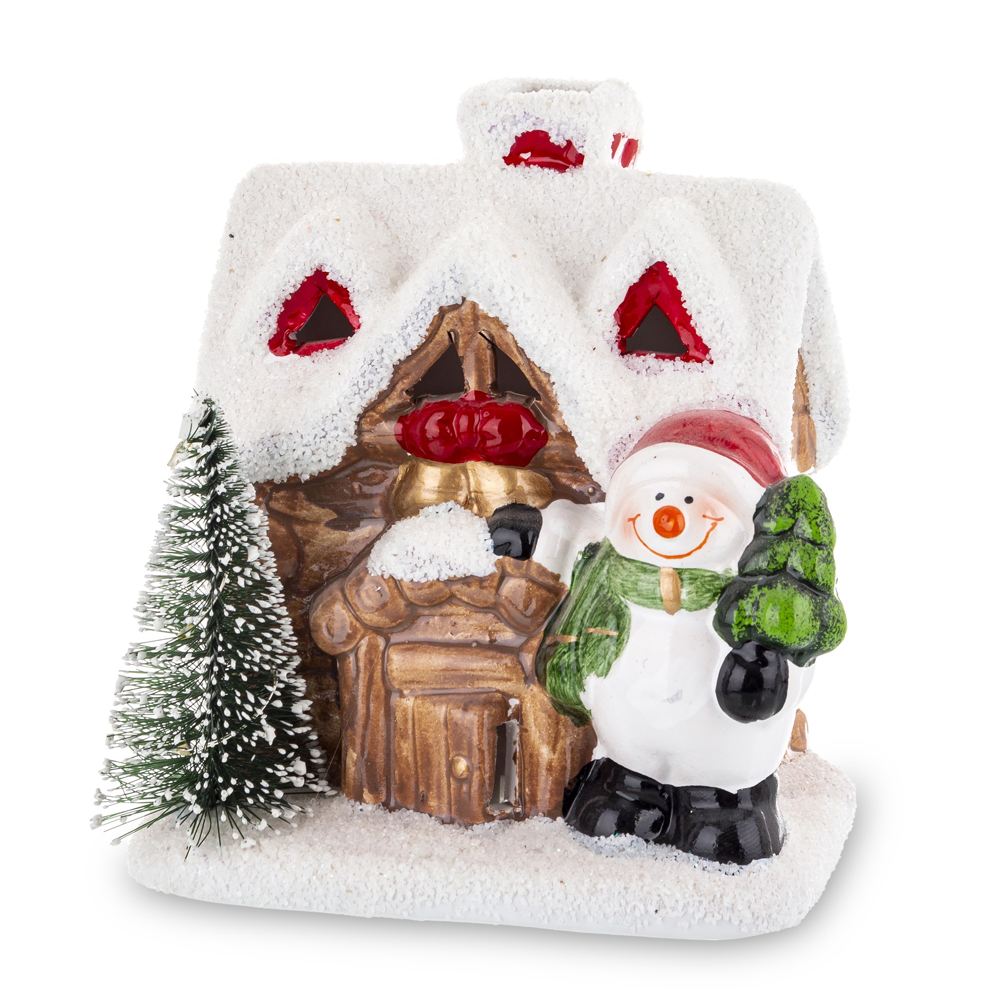 Domček so snehuliakom a LED osvetlením