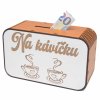 Drevená pokladnička s nápisom - Na kávičku
