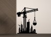 Drevený obraz na stenu – Žeriav na stavbe